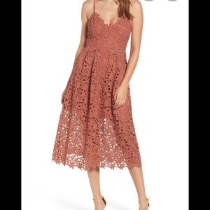 ASTR The Label Lace MIDI Dress in Coral